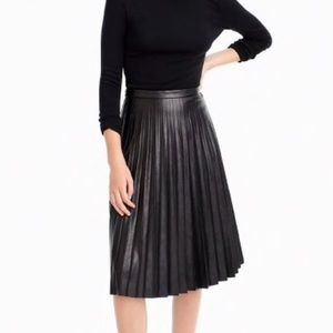 J. Crew midi faux leather pleated skirt
